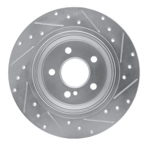 Mercedes-Benz E200 Brake Rotor (1) - Rear Left - R1 Concepts - Drilled & Slotted - Silver - `03-`16